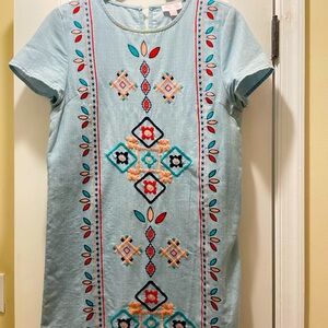 Embroidered Blue Dress